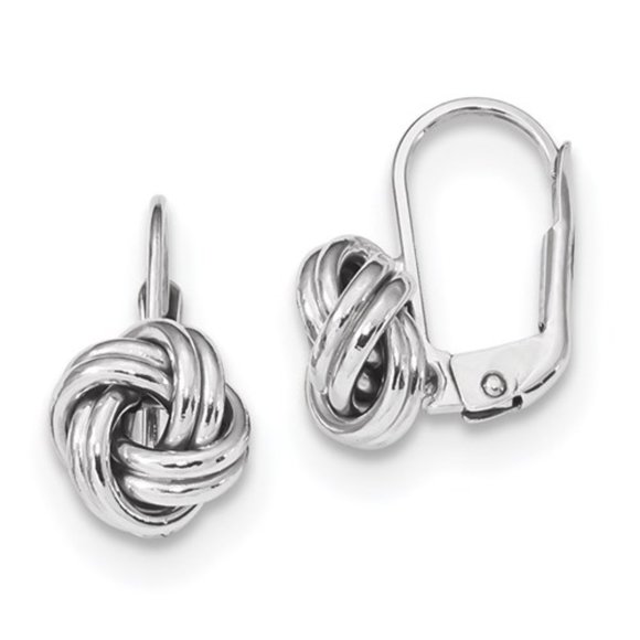 14k Yellow OR White Gold Polished Love Knot Lever-back Drop Earrings